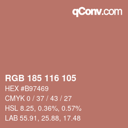 Color code: RGB 185 116 105 | qconv.com