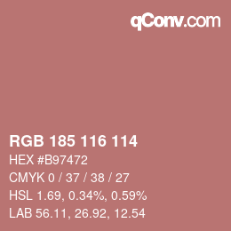 Color code: RGB 185 116 114 | qconv.com