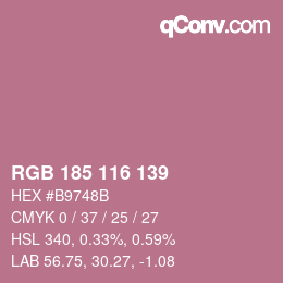 颜色代码: RGB 185 116 139 | qconv.com