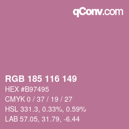 Color code: RGB 185 116 149 | qconv.com