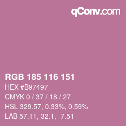 Color code: RGB 185 116 151 | qconv.com