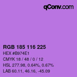 Color code: RGB 185 116 225 | qconv.com