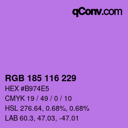 Color code: RGB 185 116 229 | qconv.com