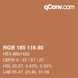Color code: RGB 185 116 80 | qconv.com