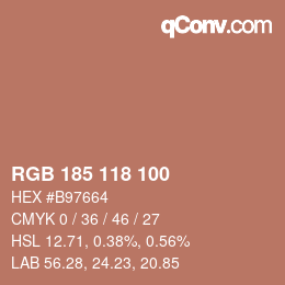 Color code: RGB 185 118 100 | qconv.com