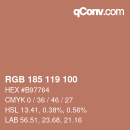 Color code: RGB 185 119 100 | qconv.com