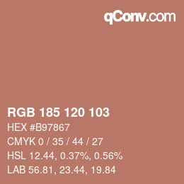 カラーコード: RGB 185 120 103 | qconv.com