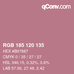 颜色代码: RGB 185 120 135 | qconv.com