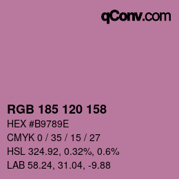 カラーコード: RGB 185 120 158 | qconv.com
