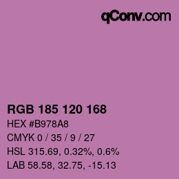 Color code: RGB 185 120 168 | qconv.com