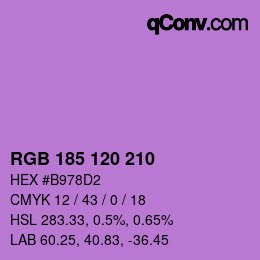 Color code: RGB 185 120 210 | qconv.com