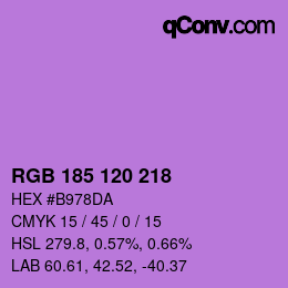 Color code: RGB 185 120 218 | qconv.com