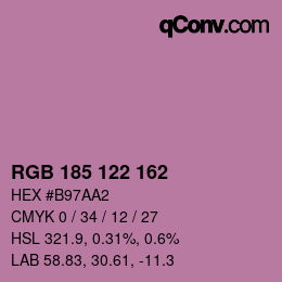 Color code: RGB 185 122 162 | qconv.com