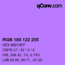 Color code: RGB 185 122 255 | qconv.com