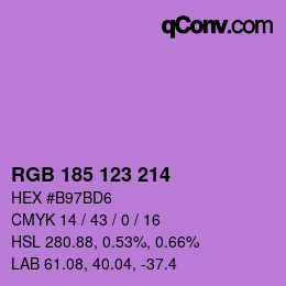 颜色代码: RGB 185 123 214 | qconv.com