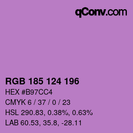 Color code: RGB 185 124 196 | qconv.com
