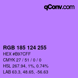 Color code: RGB 185 124 255 | qconv.com