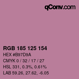 Color code: RGB 185 125 154 | qconv.com