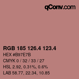 カラーコード: RGB 185 126.4 123.4 | qconv.com