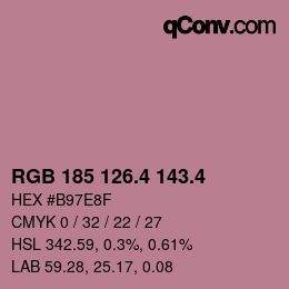 カラーコード: RGB 185 126.4 143.4 | qconv.com