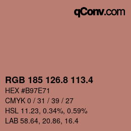カラーコード: RGB 185 126.8 113.4 | qconv.com