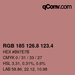カラーコード: RGB 185 126.8 123.4 | qconv.com