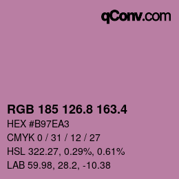 カラーコード: RGB 185 126.8 163.4 | qconv.com
