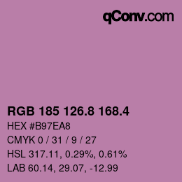 カラーコード: RGB 185 126.8 168.4 | qconv.com