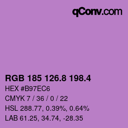 カラーコード: RGB 185 126.8 198.4 | qconv.com