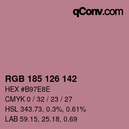 Color code: RGB 185 126 142 | qconv.com