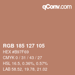 Color code: RGB 185 127 105 | qconv.com