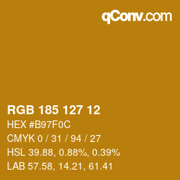 Color code: RGB 185 127 12 | qconv.com
