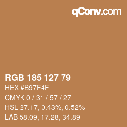 Color code: RGB 185 127 79 | qconv.com