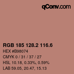 カラーコード: RGB 185 128.2 116.6 | qconv.com