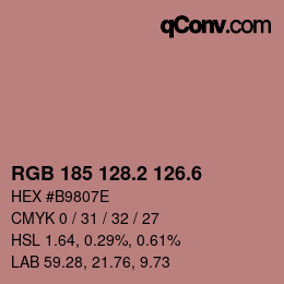 カラーコード: RGB 185 128.2 126.6 | qconv.com