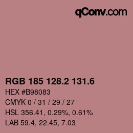 カラーコード: RGB 185 128.2 131.6 | qconv.com