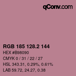 カラーコード: RGB 185 128.2 144 | qconv.com