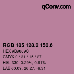 カラーコード: RGB 185 128.2 156.6 | qconv.com