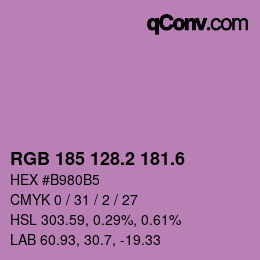 カラーコード: RGB 185 128.2 181.6 | qconv.com