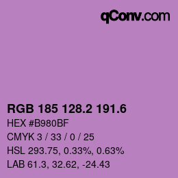 カラーコード: RGB 185 128.2 191.6 | qconv.com