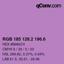 カラーコード: RGB 185 128.2 196.6 | qconv.com