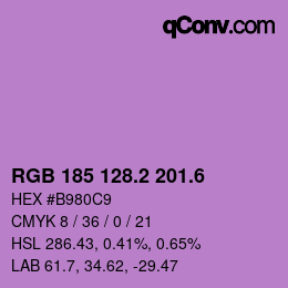 カラーコード: RGB 185 128.2 201.6 | qconv.com
