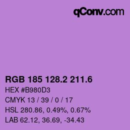 カラーコード: RGB 185 128.2 211.6 | qconv.com