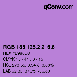 カラーコード: RGB 185 128.2 216.6 | qconv.com