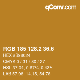 カラーコード: RGB 185 128.2 36.6 | qconv.com