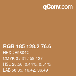 カラーコード: RGB 185 128.2 76.6 | qconv.com