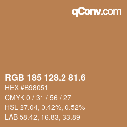カラーコード: RGB 185 128.2 81.6 | qconv.com