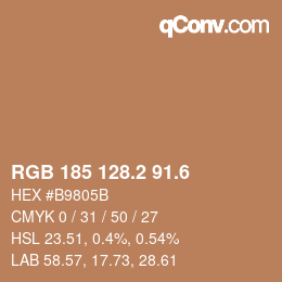 カラーコード: RGB 185 128.2 91.6 | qconv.com
