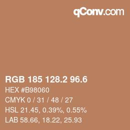 カラーコード: RGB 185 128.2 96.6 | qconv.com