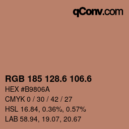 カラーコード: RGB 185 128.6 106.6 | qconv.com